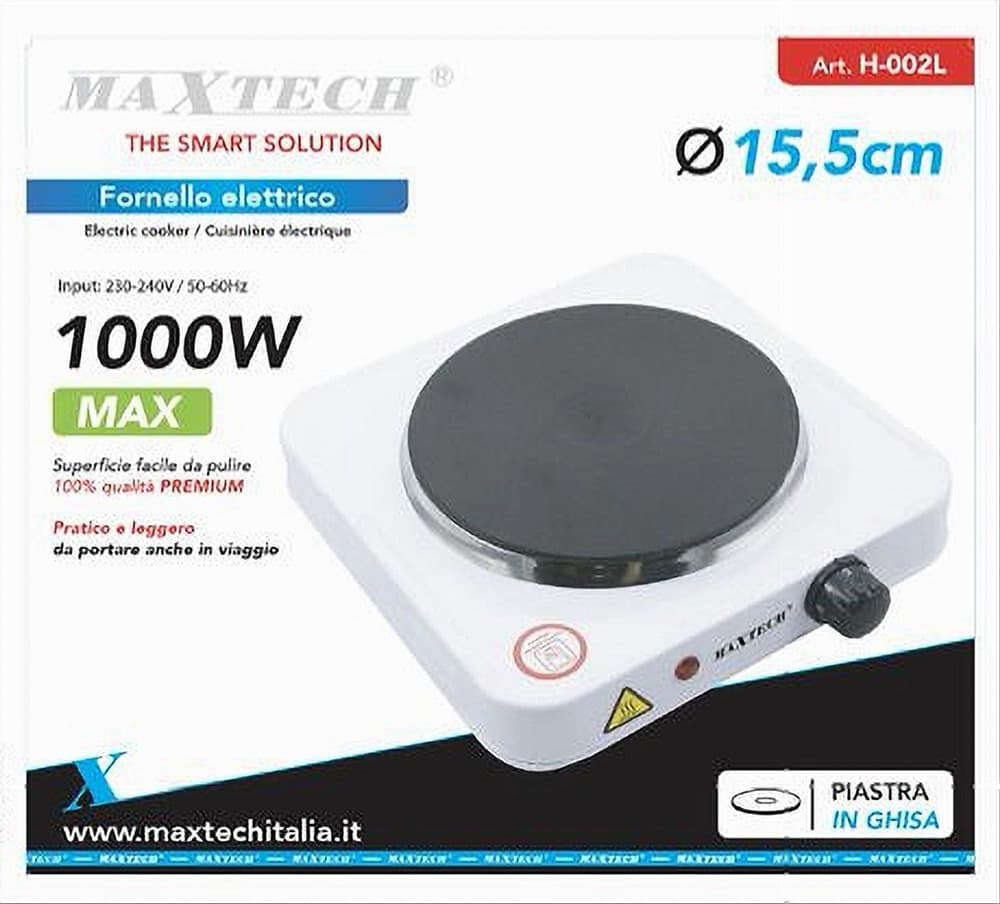 FORNELLO ELETTRONICO 1000 W TEMPERATURA REGOLABILE PIASTRA 15 CM MAXTECH H-002L - 4