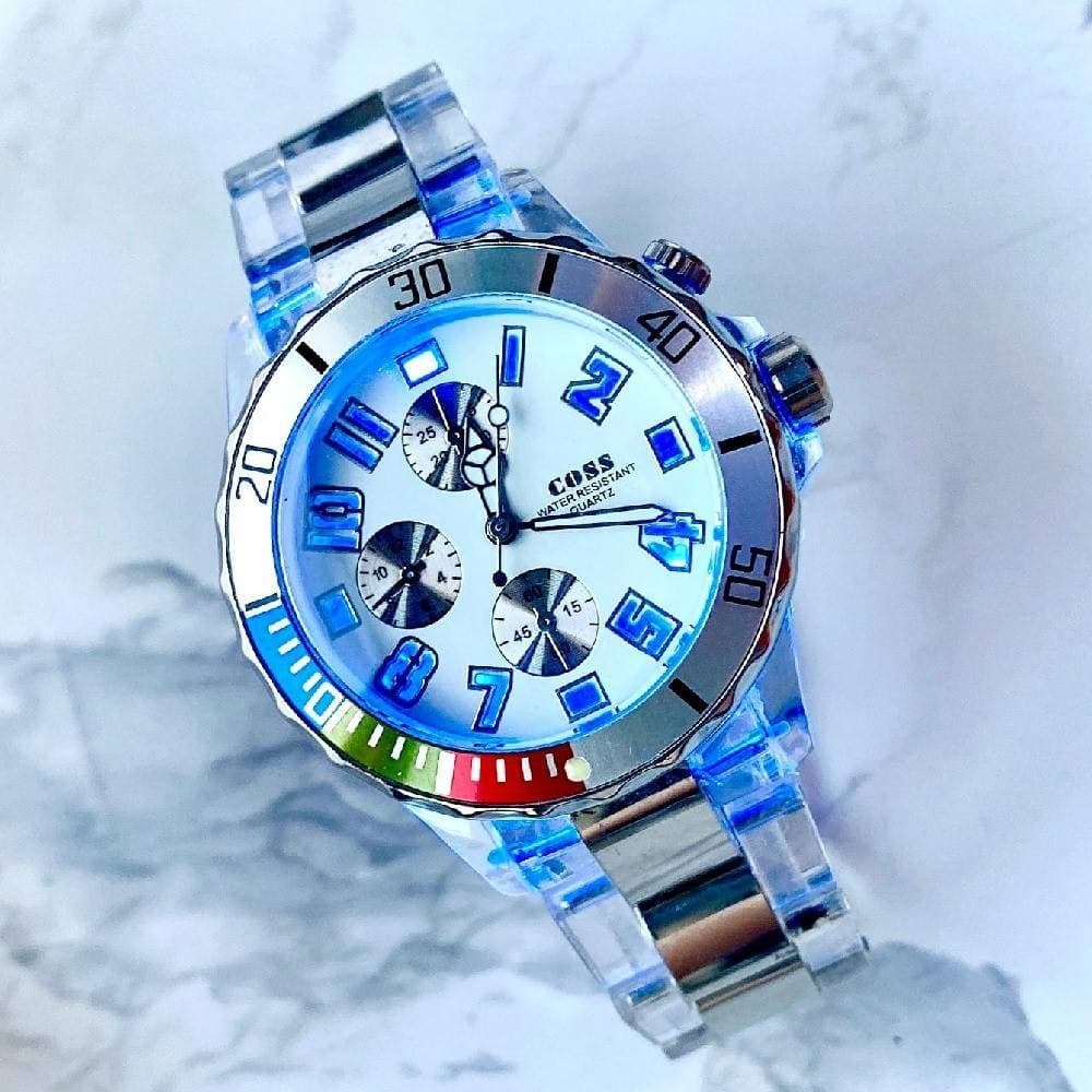 OROLOGIO DA POLSO COSS UOMO ANALOGICO AL QUARZO LUMINOSO SILVER QUADRANTE BIANCO - 2