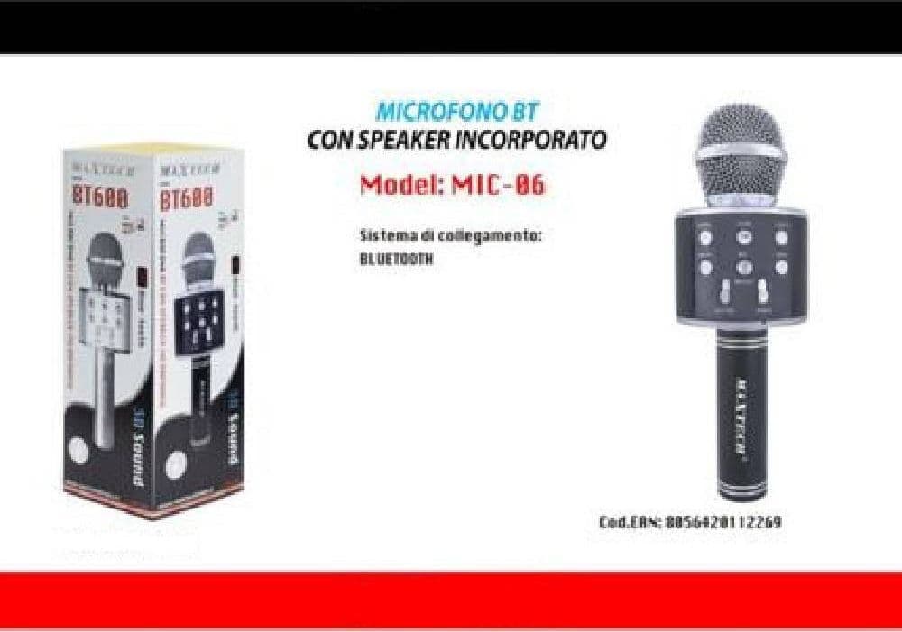 MICROFONO ALTOPARLANTE BLUETHOOT WIRELESS CON SPEAKER KARAOKE MAXTECH MIC-06 - 3