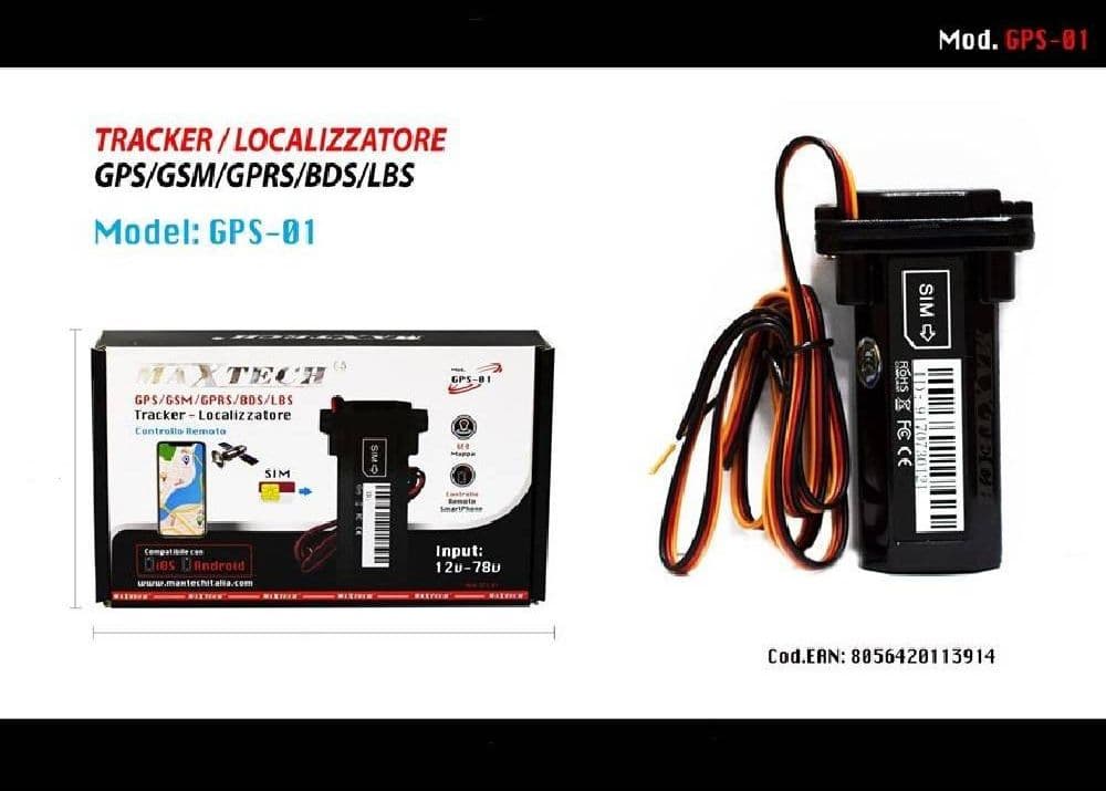 LOCALIZZATORE SATELLITARE GPS AUTO MOTO SIM CARD CONTROLLO REMOTO GPS-01 MAXTECH - 7