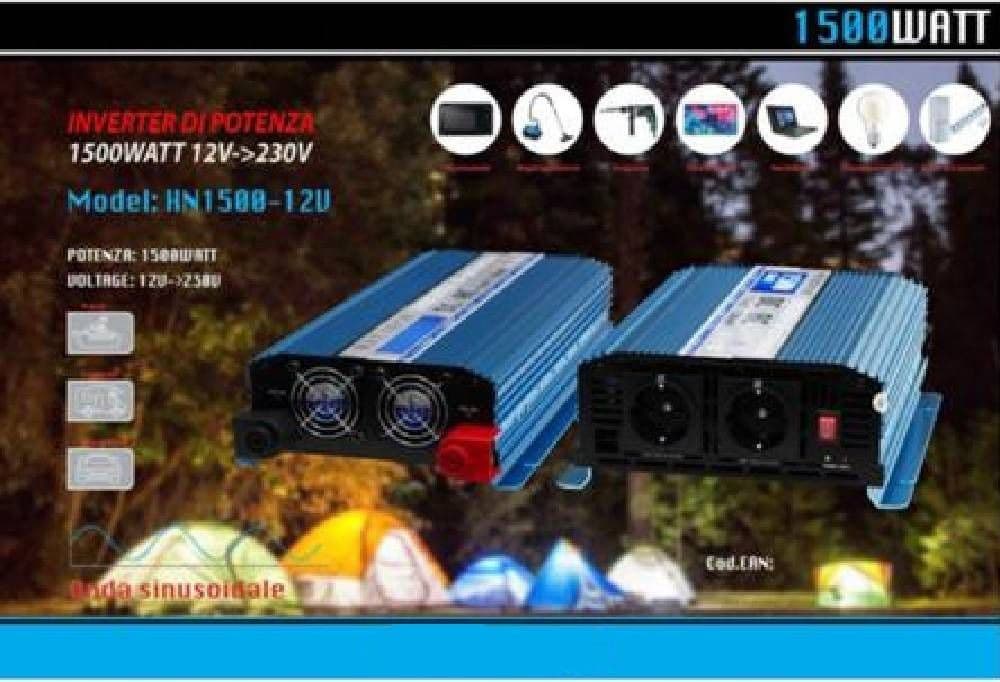 INVERTER DI POTENZA 1500W DA 12V A 230V ONDA SINUSOIDALE AUTO MAXTECH HN1500-12V - 2