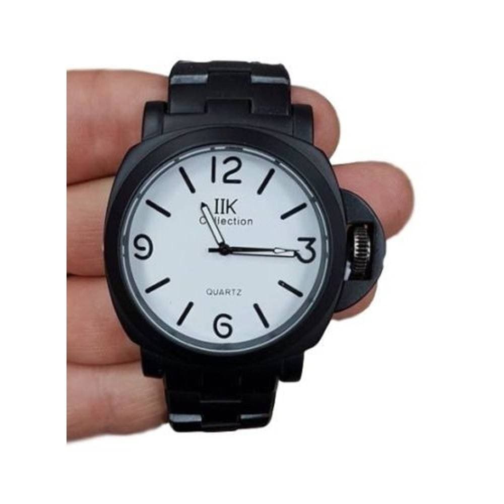 OROLOGIO DA POLSO IK COLLECTION UOMO ANALOGICO QUARZO GRANDE NERO FONDO BIANCO - 2