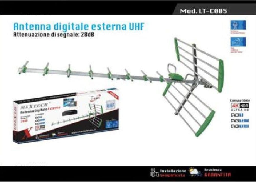 ANTENNA TV DIGITALE TERRESTRE ESTERNO UHF 28DB DVBT TELEVISORE MAXTECH LT-C005 - 2