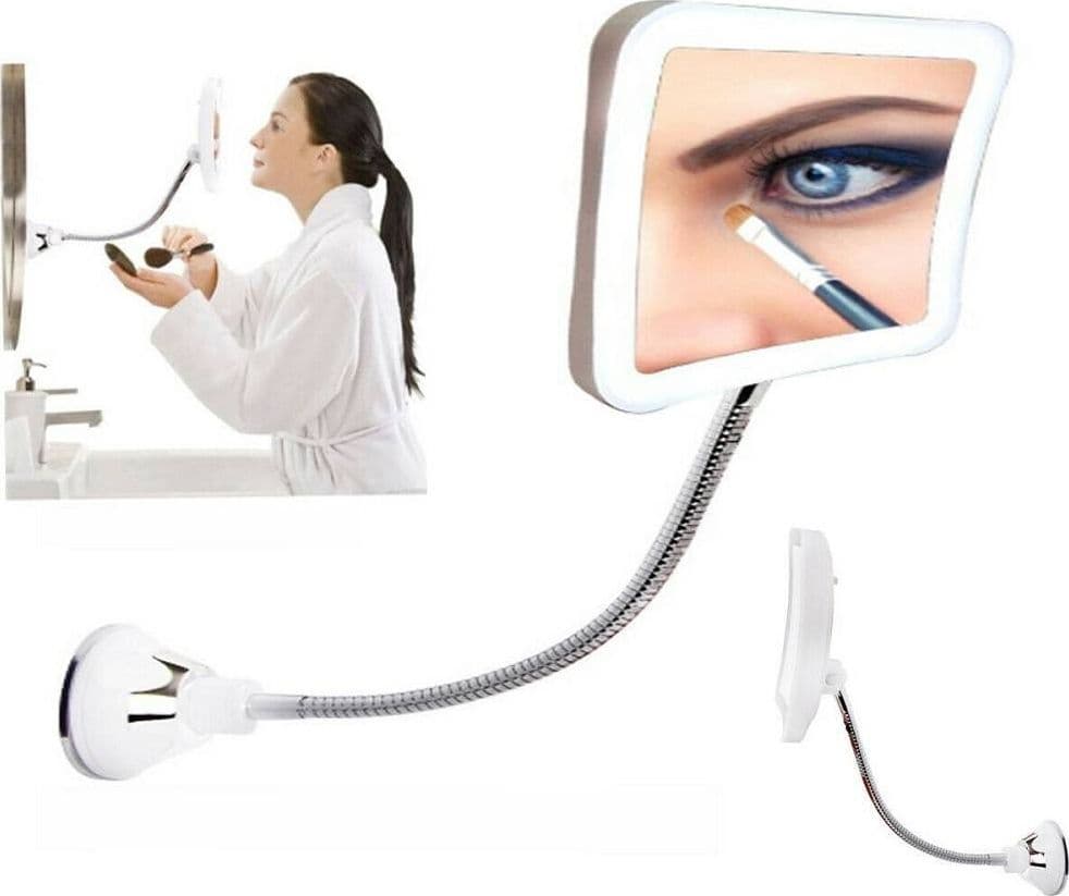 SPECCHIO ULTRA FLESSIBILE RETTANGOLARE TRUCCO VENTOSA 5X PIEGHEVOLE ROTANTE 0139