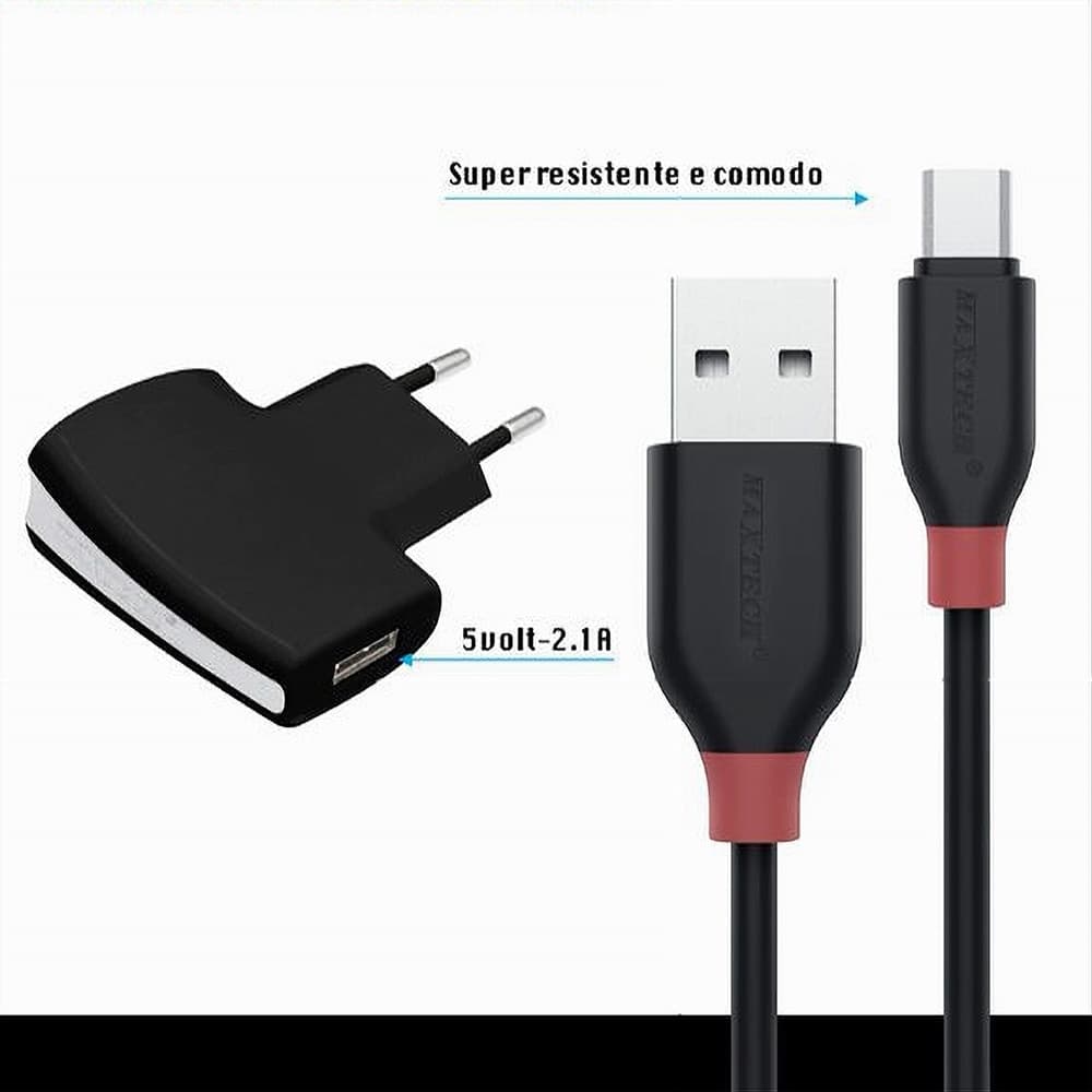 KIT CARICABATTERIA ADATTATORE DI RICARICA CON CAVO MICRO USB 1MT MAXTECH CA-S036 - 6