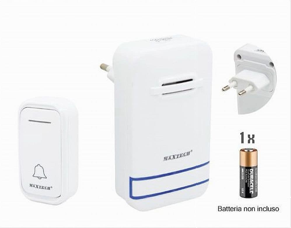 CAMPANELLO WIRELESS SENZA FILI SPINA INCORPORATA WIFI INDICATORE LED CAMP-03 MAXTECH - 4