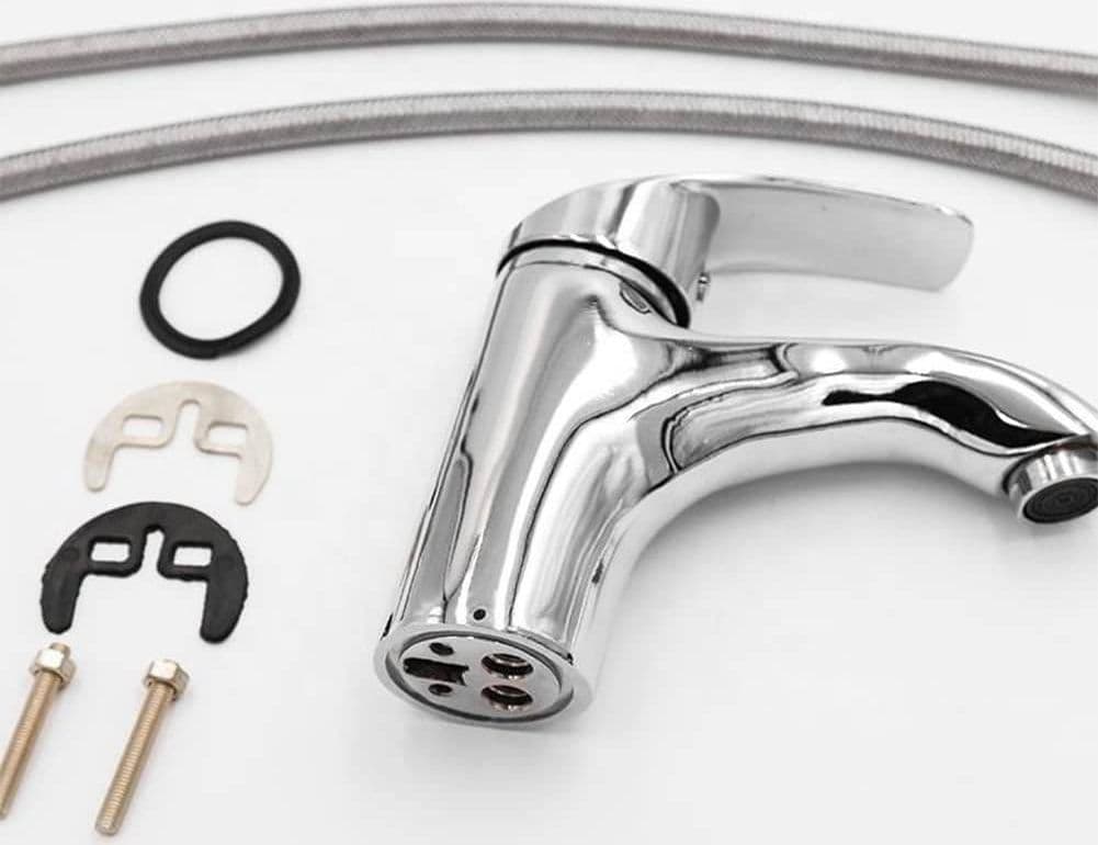 RUBINETTO MISCELATORE CROMATO CASA BAGNO LAVABO LAVANDINO KIT MONTAGGIO JH-8061 - 4