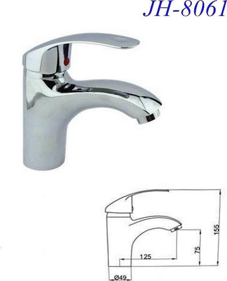 RUBINETTO MISCELATORE CROMATO CASA BAGNO LAVABO LAVANDINO KIT MONTAGGIO JH-8061 - 7