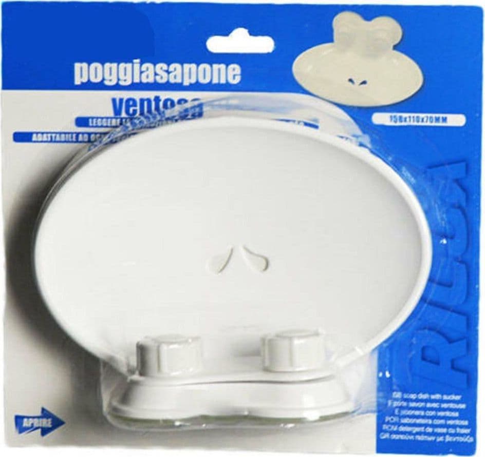 PORTASAPONE PORTASAPONETTA ACCESSORIO BAGNO ATTACCO A VENTOSA BIANCO - 2