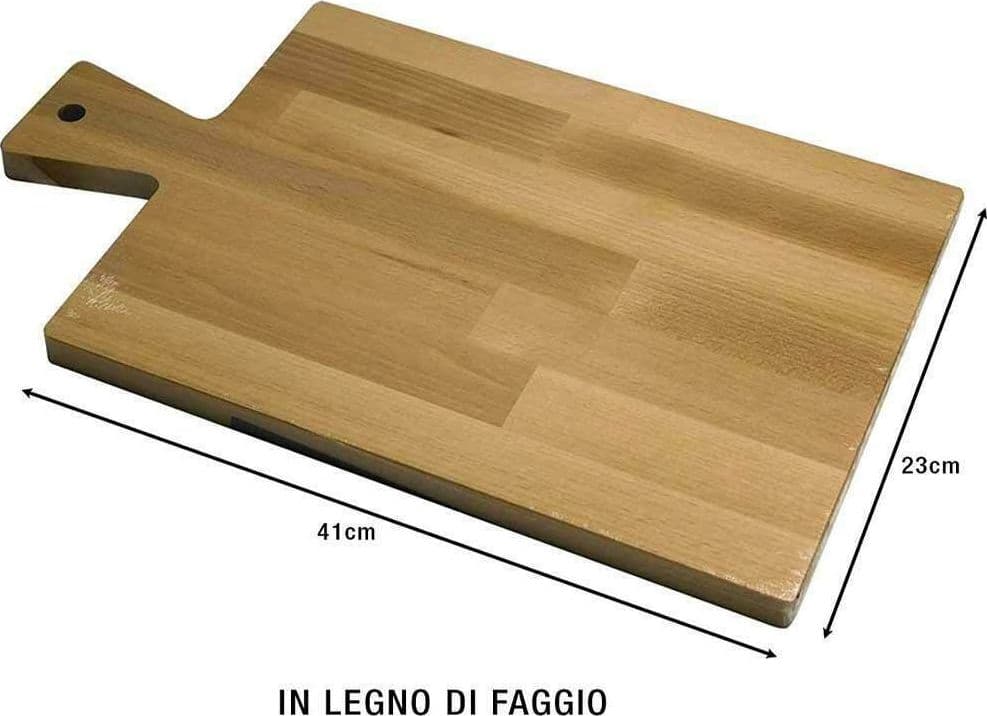 TAGLIERE VASSOIO PIANO DI LAVORO IN LEGNO DI FAGGIO CON MANICO 41X23CM CUCINA - 3