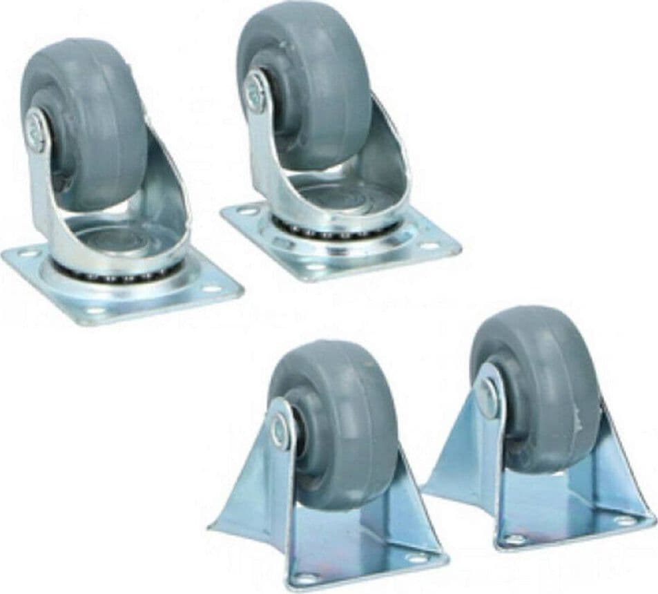 SET 4 RUOTE GIREVOLI MULTIUSO PER MOBILI CARRELLO 5 CM ROTELLE IN GOMMA GRIGIO - 3