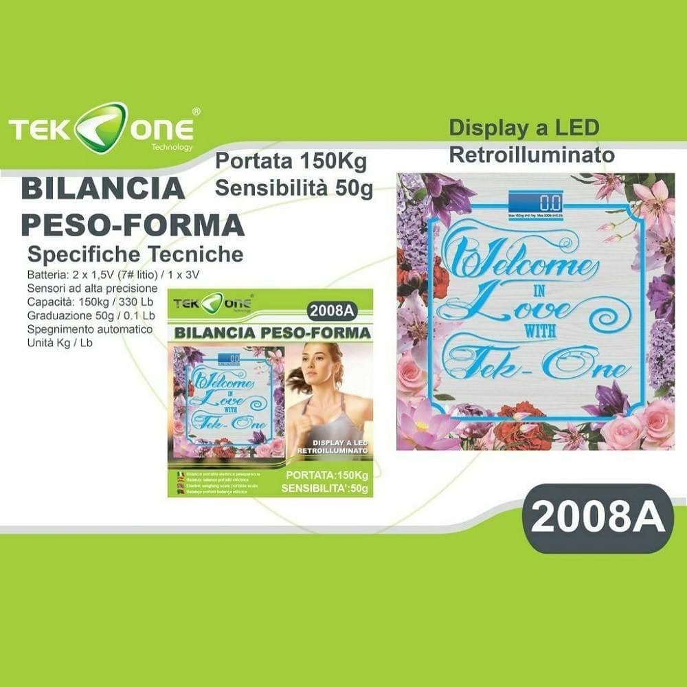 BILANCIA PESAPERSONE TEKONE 2008A MISURA PESO DIGITALE DISPLAY FANTASY 150KG - 2