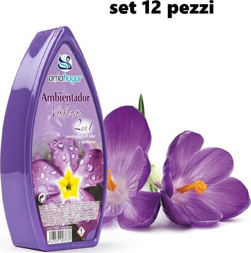 SET 12 DEODORANTI GEL PROFUMO AMBIENTE ASSORBI ODORI FRAGRANZA VIOLA - 2