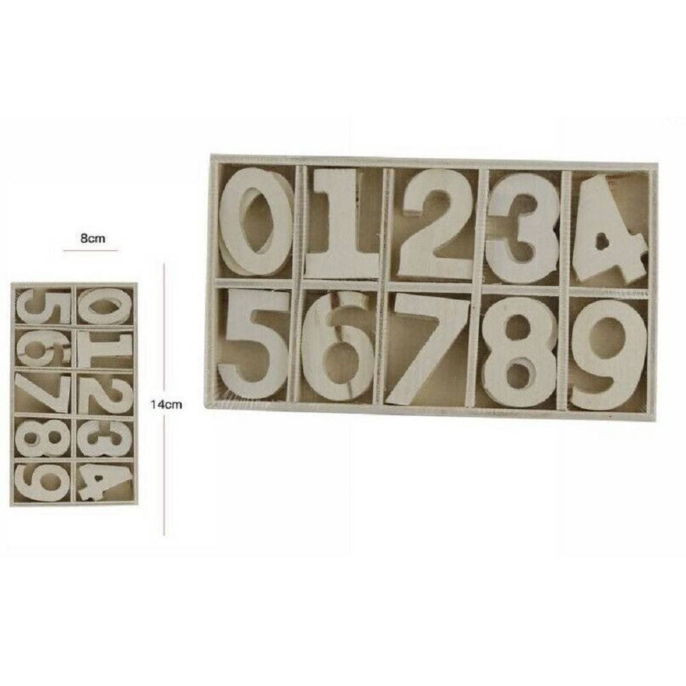 NUMERI IN LEGNO 60 PEZZI DECOUPAGE LAVORETTI SCUOLA 3CM SPESSORE 1MM DECORAZIONI - 3