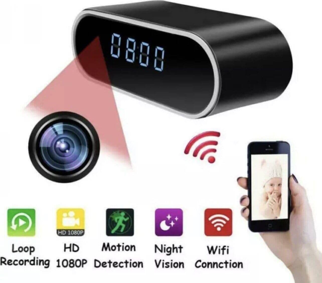 SVEGLIA OROLOGIO CON TELECAMERA SPIA NASCOSTA CON VISIONE NOTTURNA SORVEGLIANZA - 12