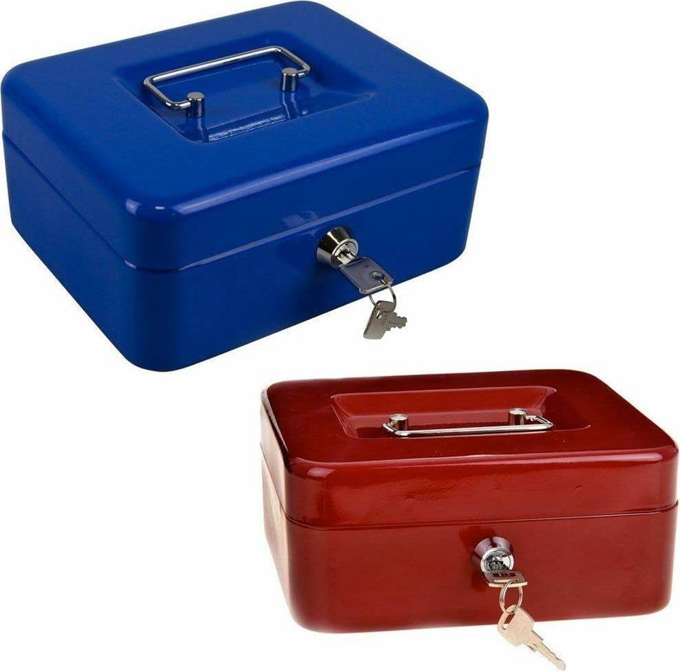CASSETTA DI SICUREZZA PORTAVALORI CON VASSOIO PORTAMONETE + 2 CHIAVI 30 X 24 CM - 5