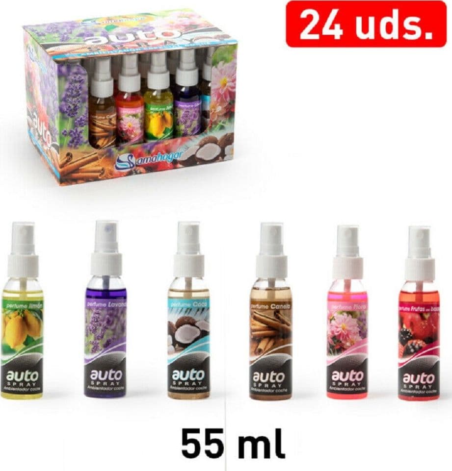 SET 24 PEZZI PROFUMATORE SPRAY 55ML PROFUMO DEODORANTE AUTO VARIE FRAGRANZE - 2