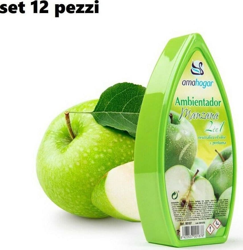 SET 12 DEODORANTI GEL PROFUMO AMBIENTE ASSORBI ODORI FRAGRANZA MELA - 2