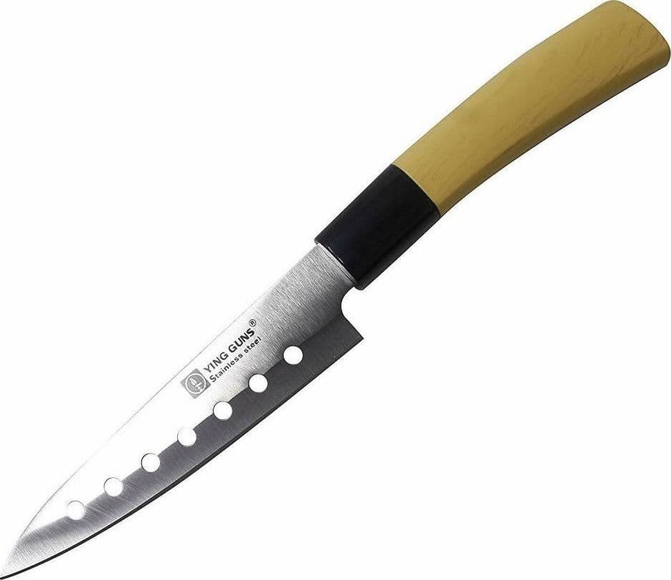 COLTELLO PER CARNE TAGLIO CUCINA ACCIAIO MANICO LEGNO YING GUNS