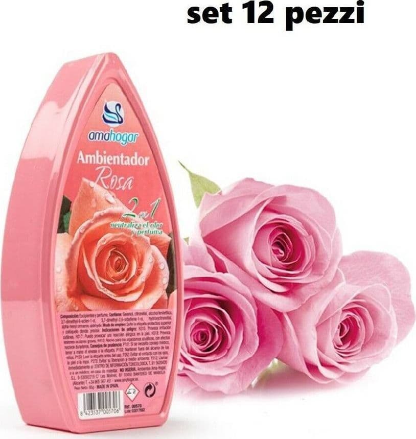 SET 12 DEODORANTI GEL PROFUMO AMBIENTE ASSORBI ODORI FRAGRANZA ROSA - 2