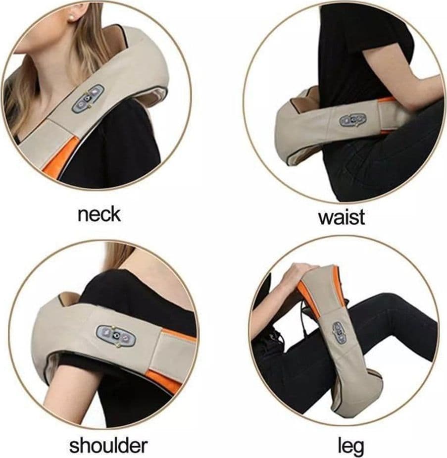 MASSAGGIATORE CERVICALE SHIATSU ROTANTE COLLO GAMBE SCHIENA RISCALDANTE - 3