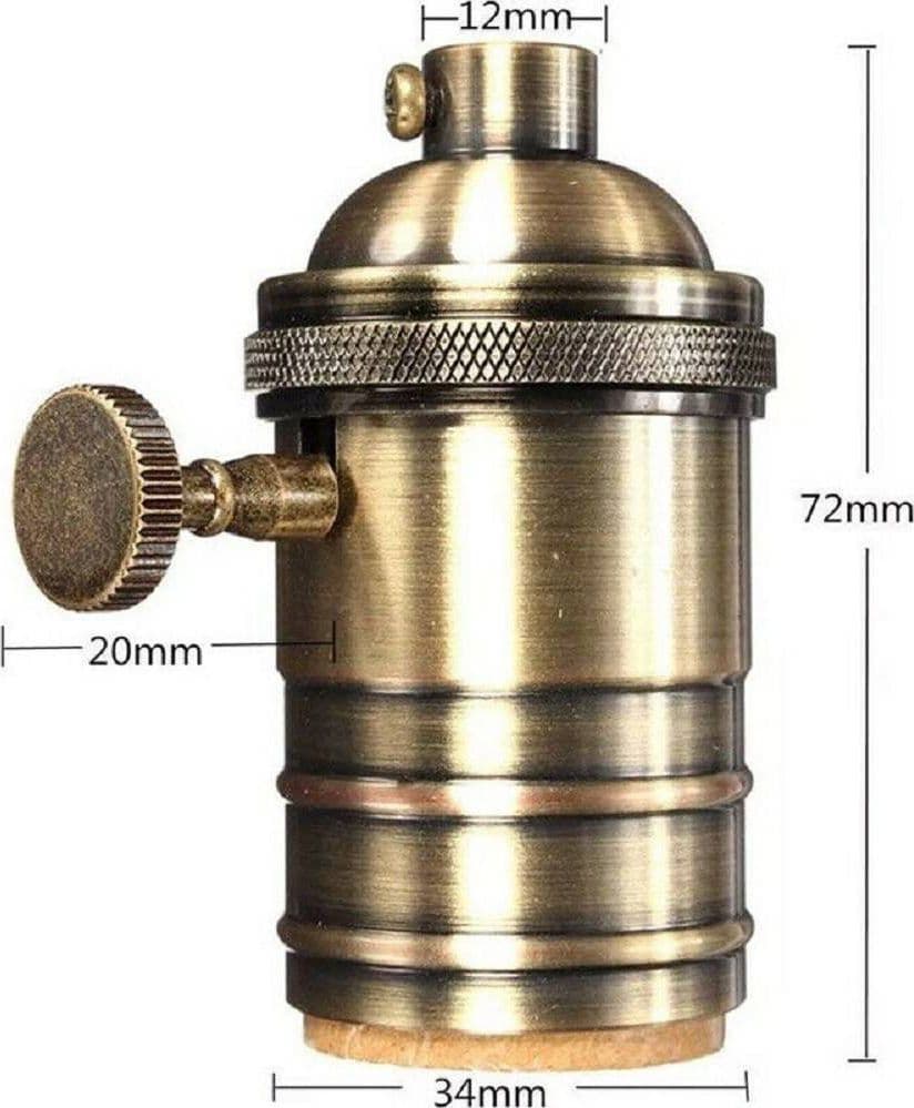 LAMPADARIO PENDENTE VINTAGE DA SOFFITTO SOSPENSIONE E27 INTERRUTTORE BRONZO METAL - 4