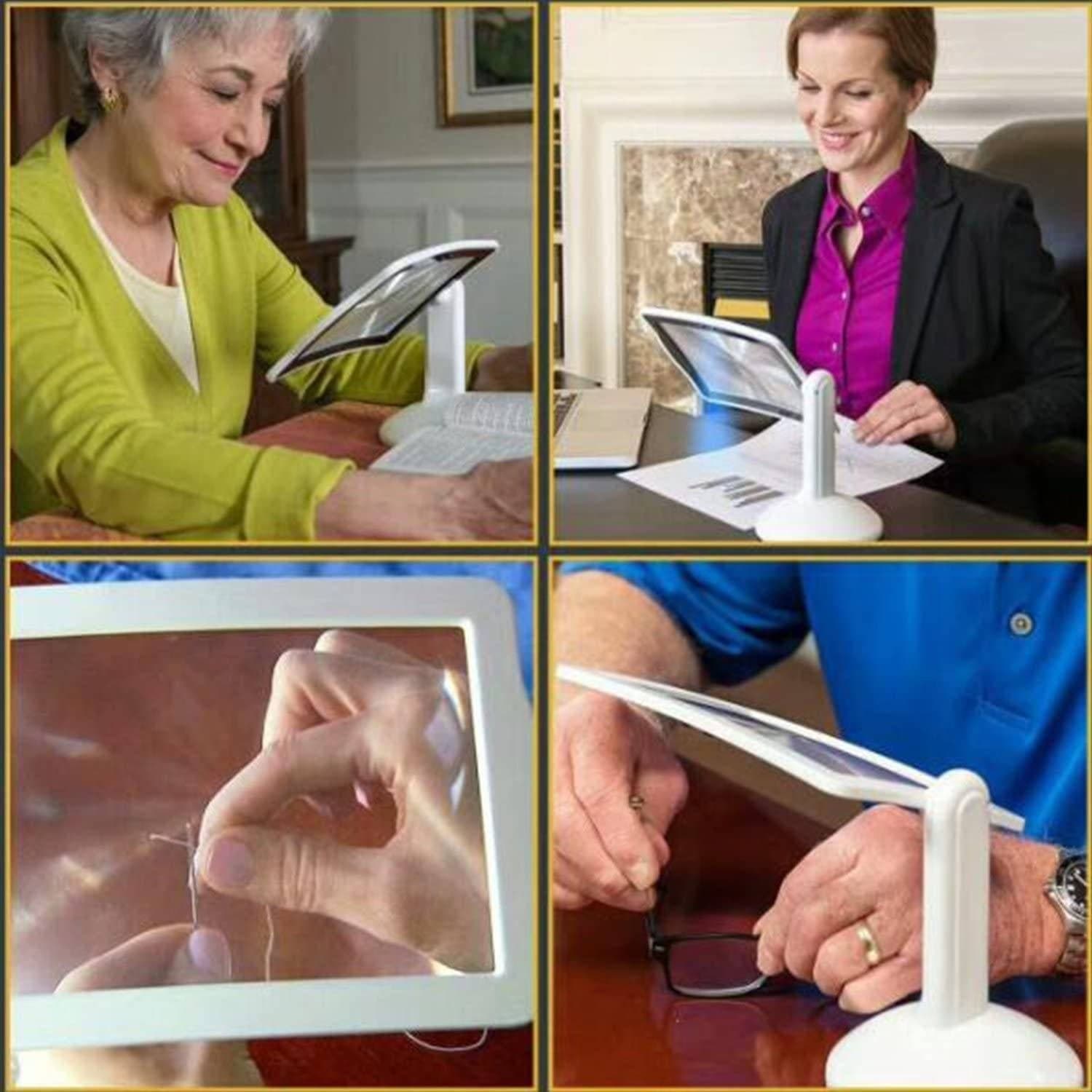 LENTE INGRANDIMENTO 3X 360° DA TAVOLO CON LUCE A LED SUPPORTO LETTURA A BATTERIE - 6