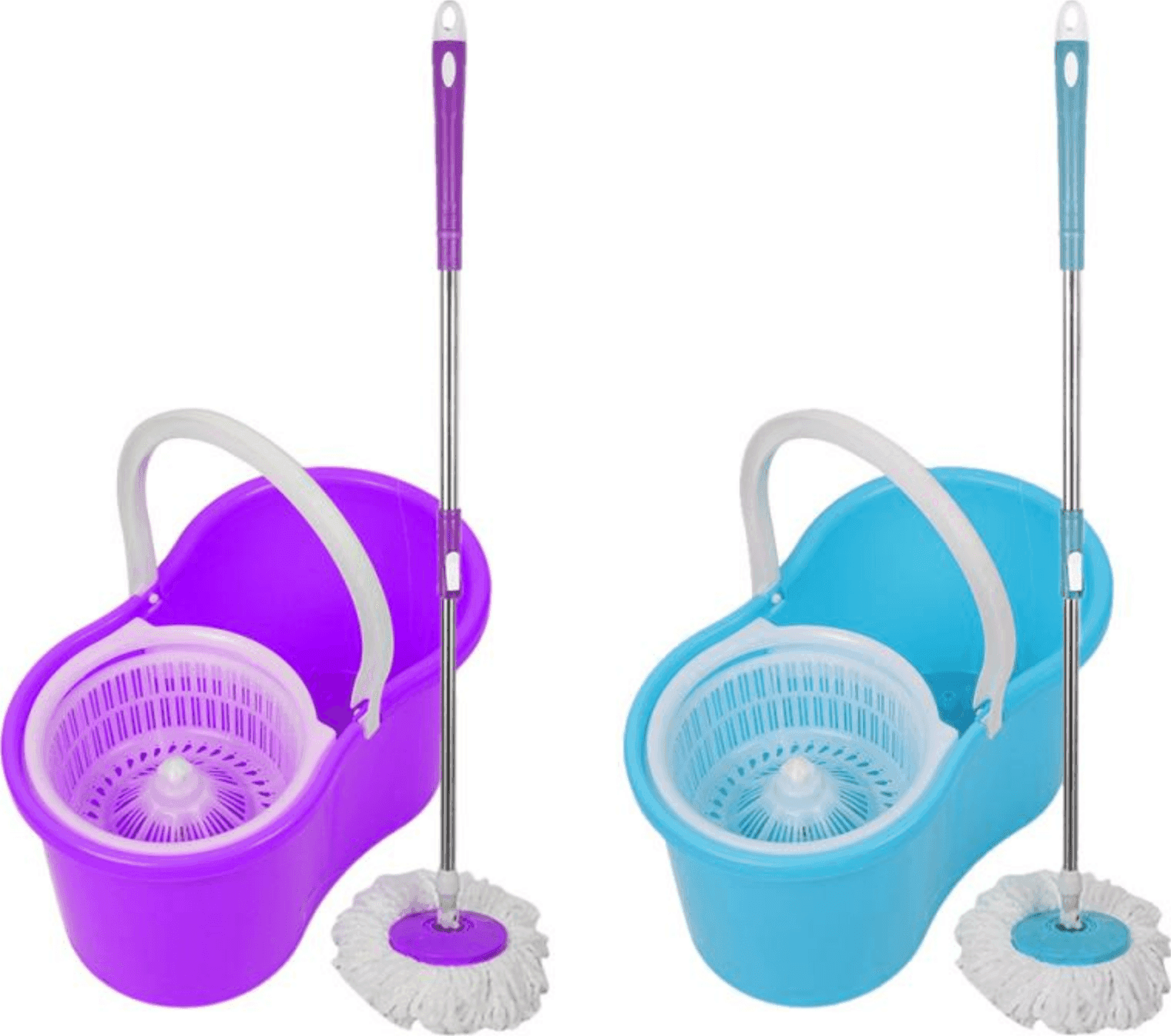 SECCHIO ROTANTE MOCIO ROTO MOP CESTELLO IN METALLO MICROFIBRA LAVA PAVIMENTI - 6