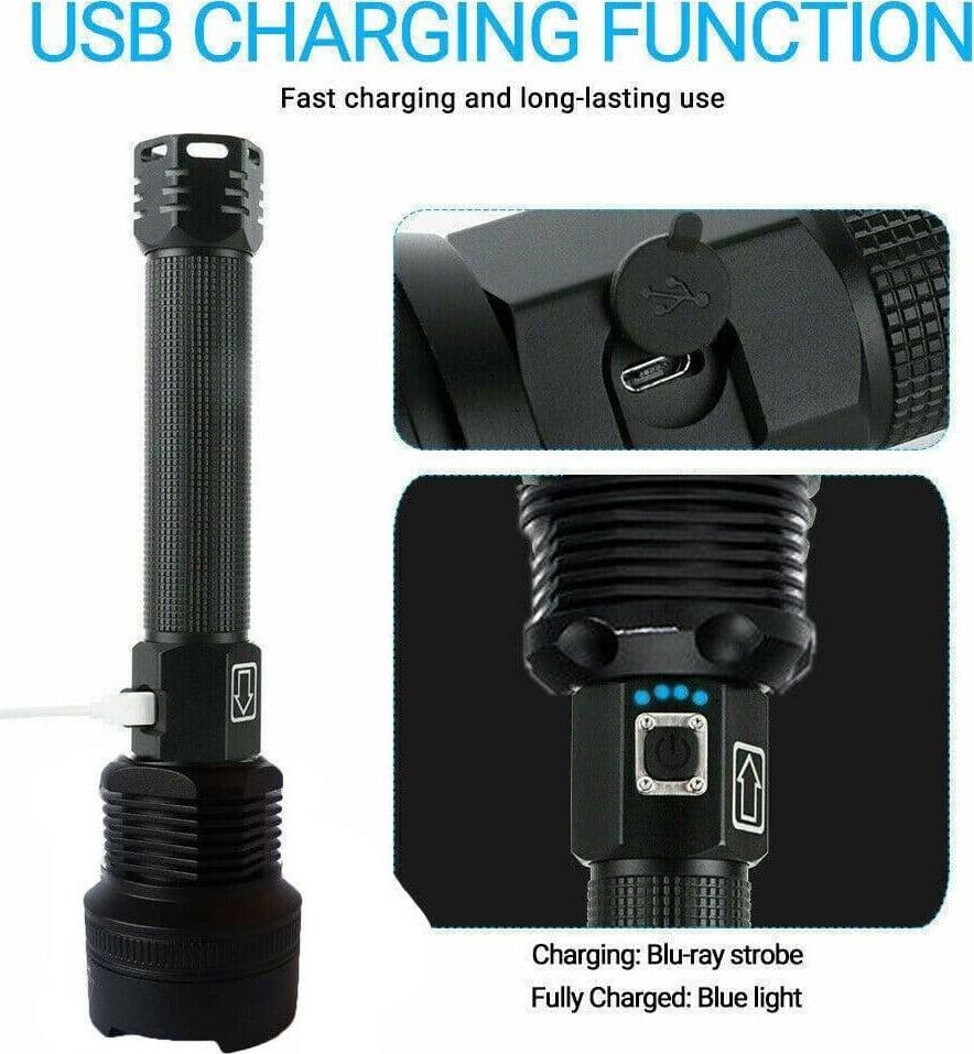 TORCIA TATTICA/MILITARE LED CREE T6 RICARICABILE ZOOM 2 BATTERIE P516-P70 V2 - 7