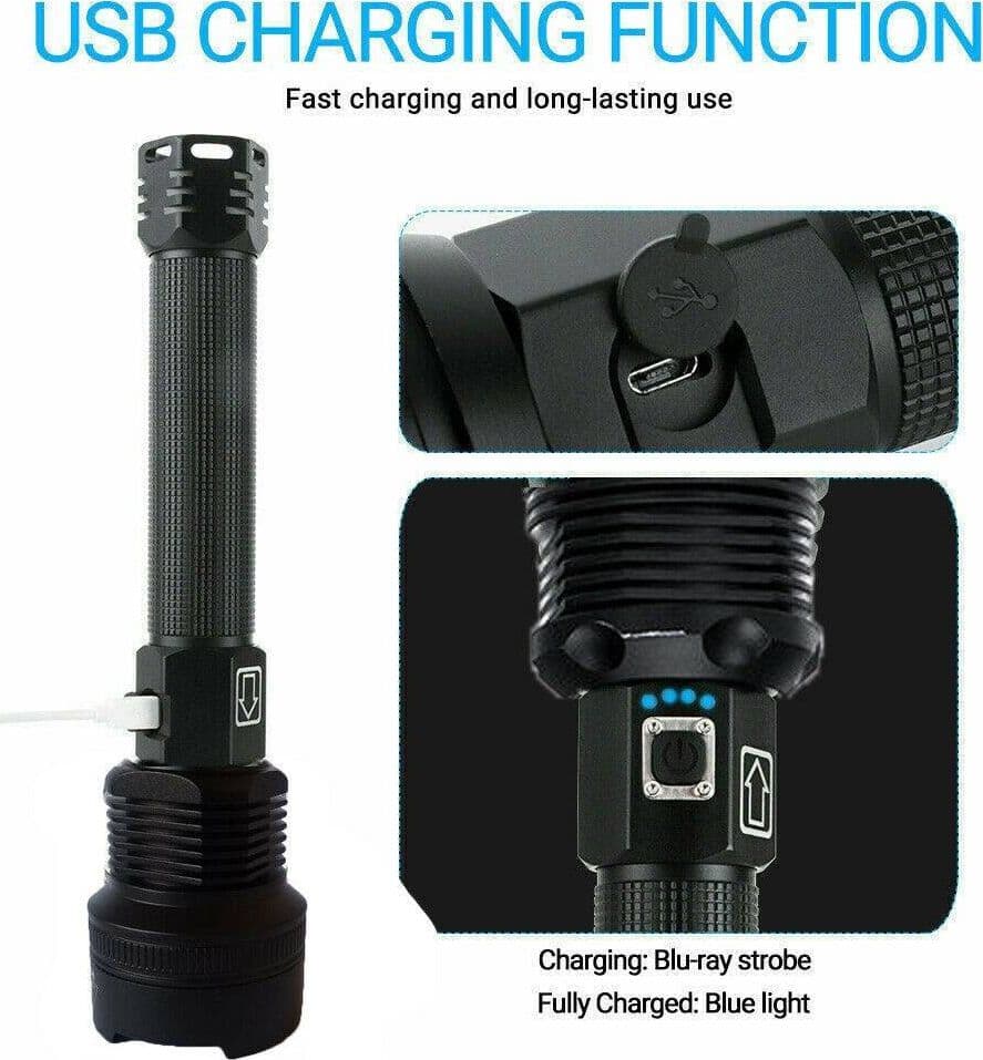 TORCIA TATTICA/MILITARE LED CREE T6 RICARICABILE ZOOM 2 BATTERIE P516-P70 V2 - 7