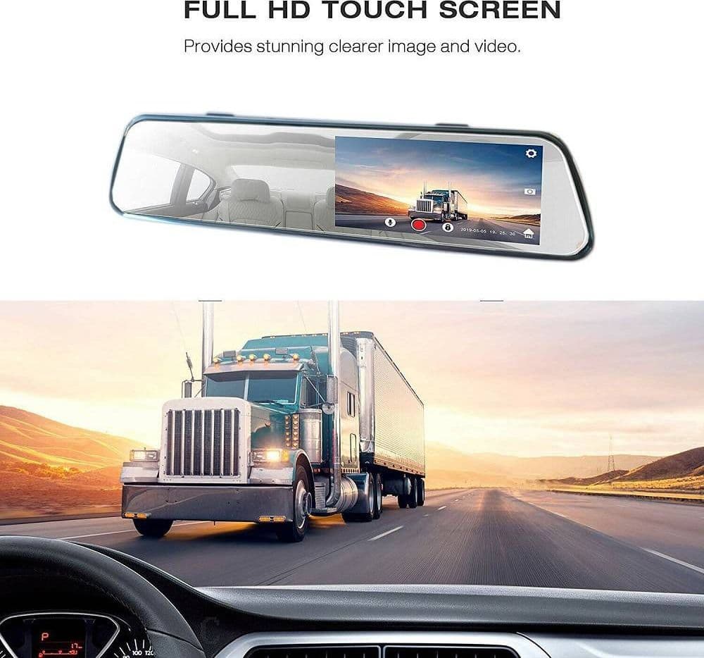 SPECCHIETTO RETROVISORE TOUCH DVR 4.39" FULL HD TF CAMERA ANTERIORE POSTERIORE - 6