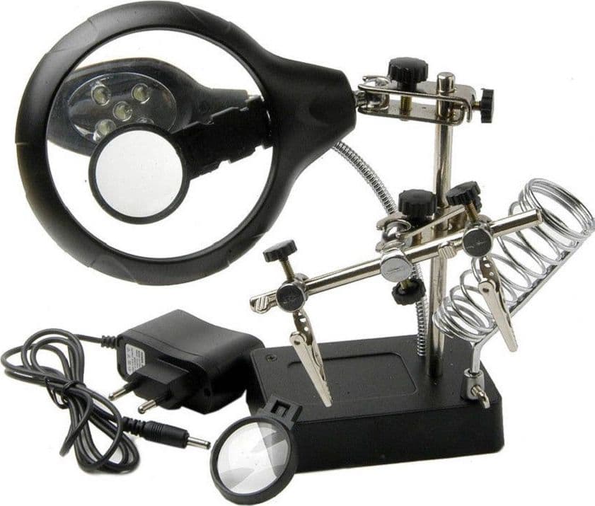 LENTE INGRANDIMENTO SALDATURA RIPARAZIONE 5 LED AUSILIARIA MOLLETTA MG16129-C - 6