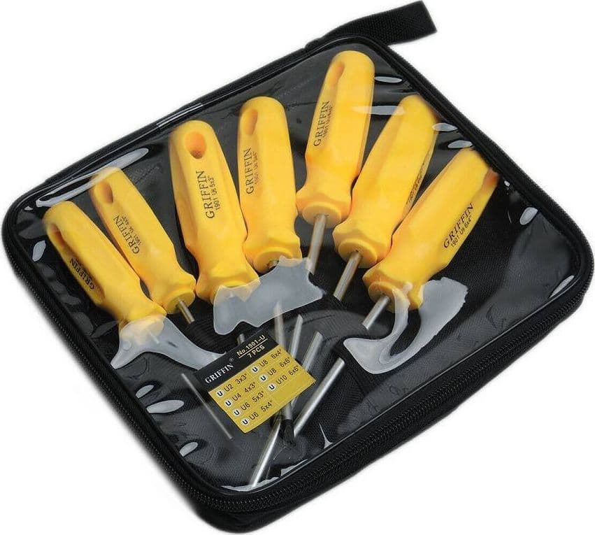 SET 7 CACCIAVITI A "U" CROMO VANADIO PUNTA MAGNETICA TIPO SPANNER MODELLO U - 2