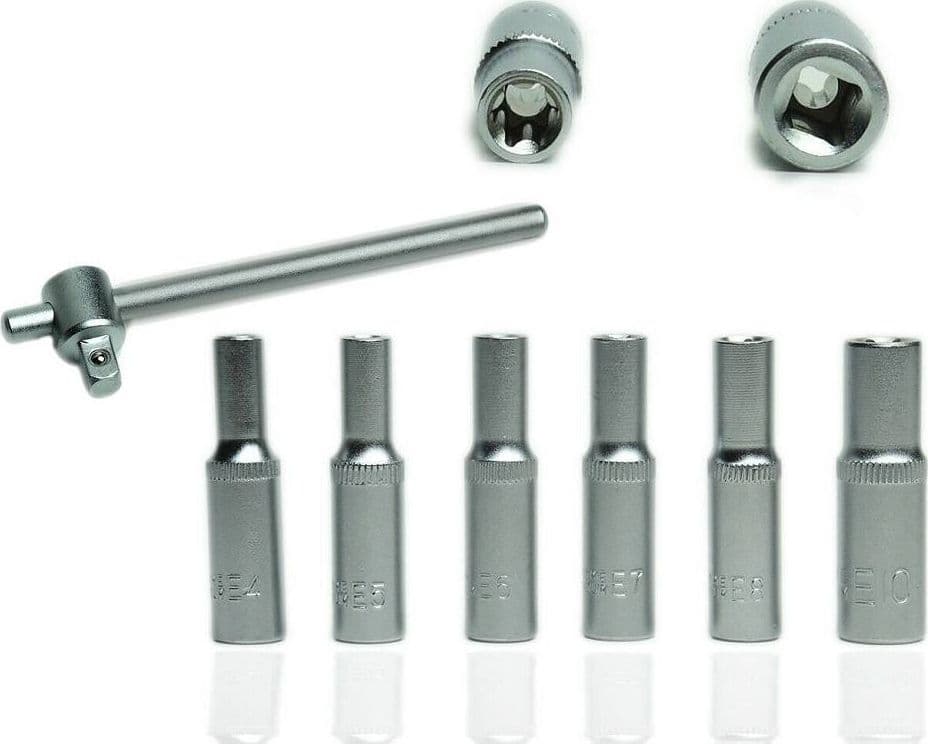 SET 7PZ 6 CHIAVI BUSSOLA TORX 1/4" SCANALATI STRISCIA CLIP MILLERIGHE CHIAVINO
