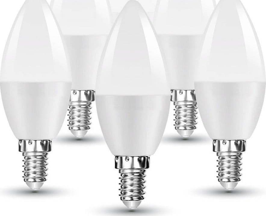 5 LAMPADINE LED E14 C37 CANDELA 4,5W LUCE CALDA FREDDA NATURALE SAMSUNG V-TAC255 – Bianco Caldo – TrAdE Shop Traesio –
