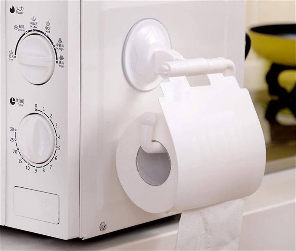 PORTAROTOLO CARTA IGIENICA CON VENTOSA A PARETE PORTA ROTOLO IN PLASTICA COPRI - 5
