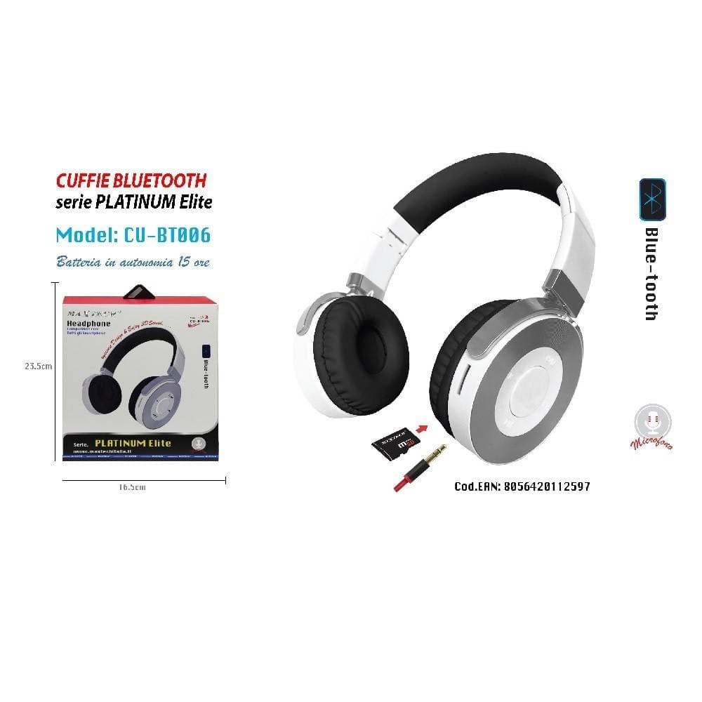 CUFFIE BLUETOOTH MICROFONO AUTONOMIA 15 ORE SMARTPHONE MUSICA MAXTECH CU-BT006 - 2