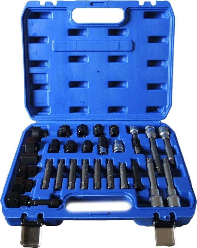 KIT DI CHIAVI 30 PEZZI PER SMONTAGGIO PULEGGIA E ALTERNATORE MOTORE AUTO - 2