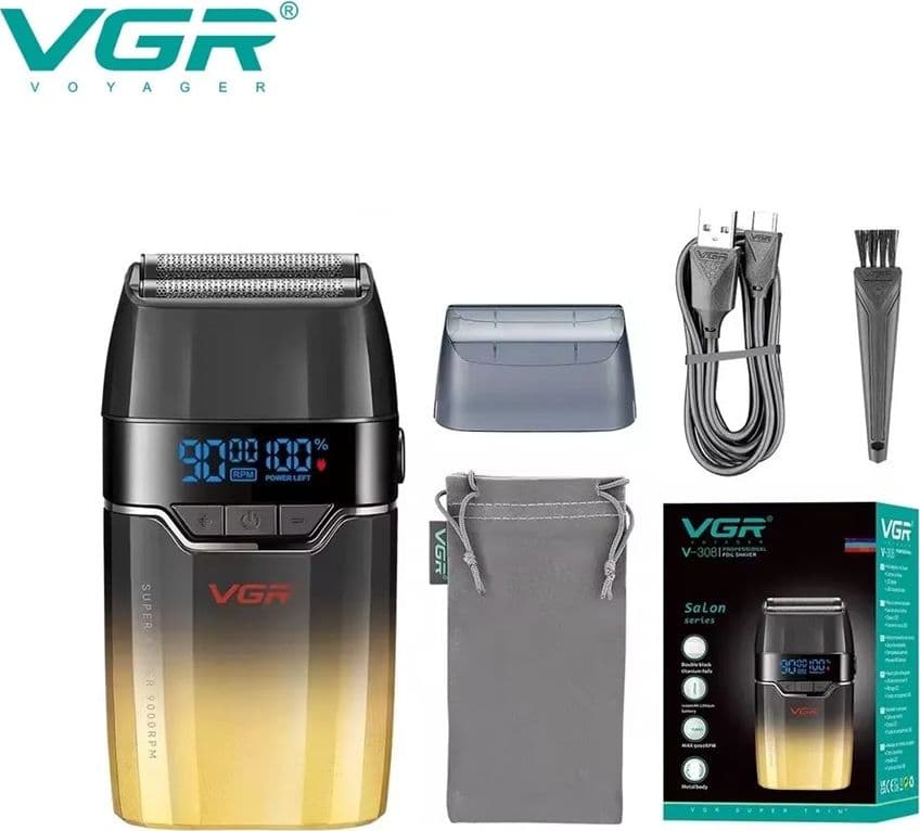 Tagliacapelli Professionale Foil Shaver VGR V-308 – Rasoio a Lamina Barber – Oro – MaxTech – elettronica