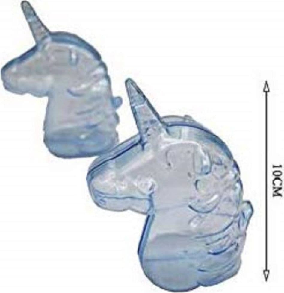 12PZ BOMBONIERA BOMBONIERE SCATOLINA UNICORNO AZZURRO TRASPARENTE PLASTICA PORTACONFETTI