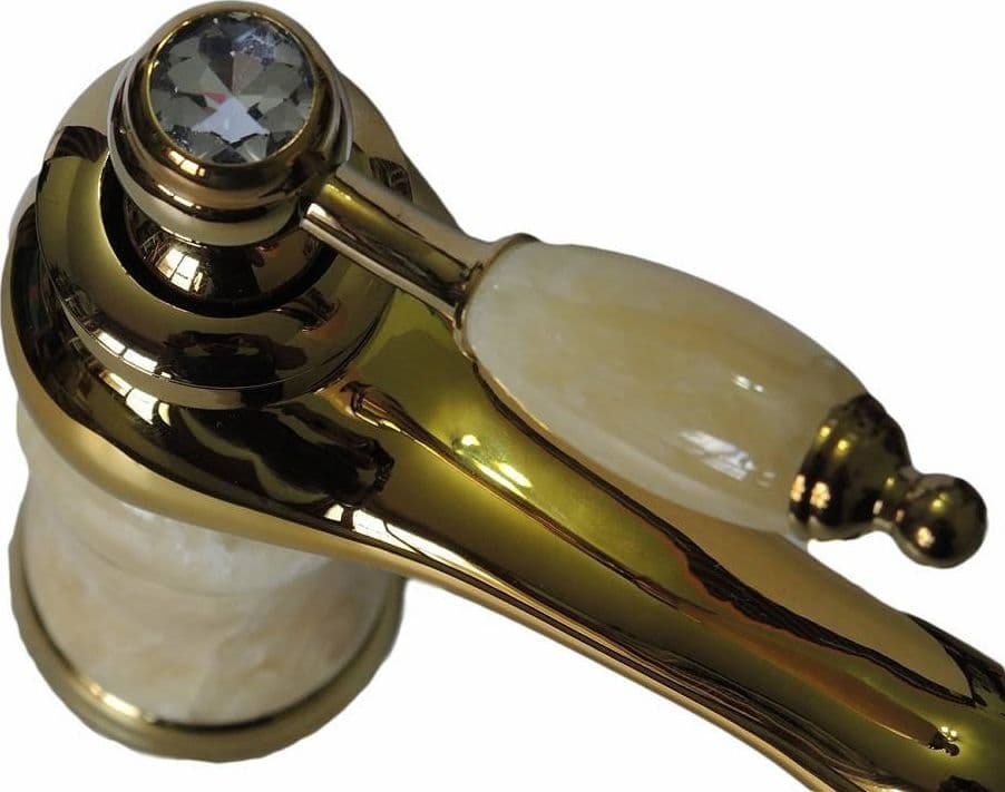 RUBINETTO MISCELATORE EFFETTO MARMO MONOCOMANDO BAGNO CASA ORO 61073 ARTE POVERA - 3