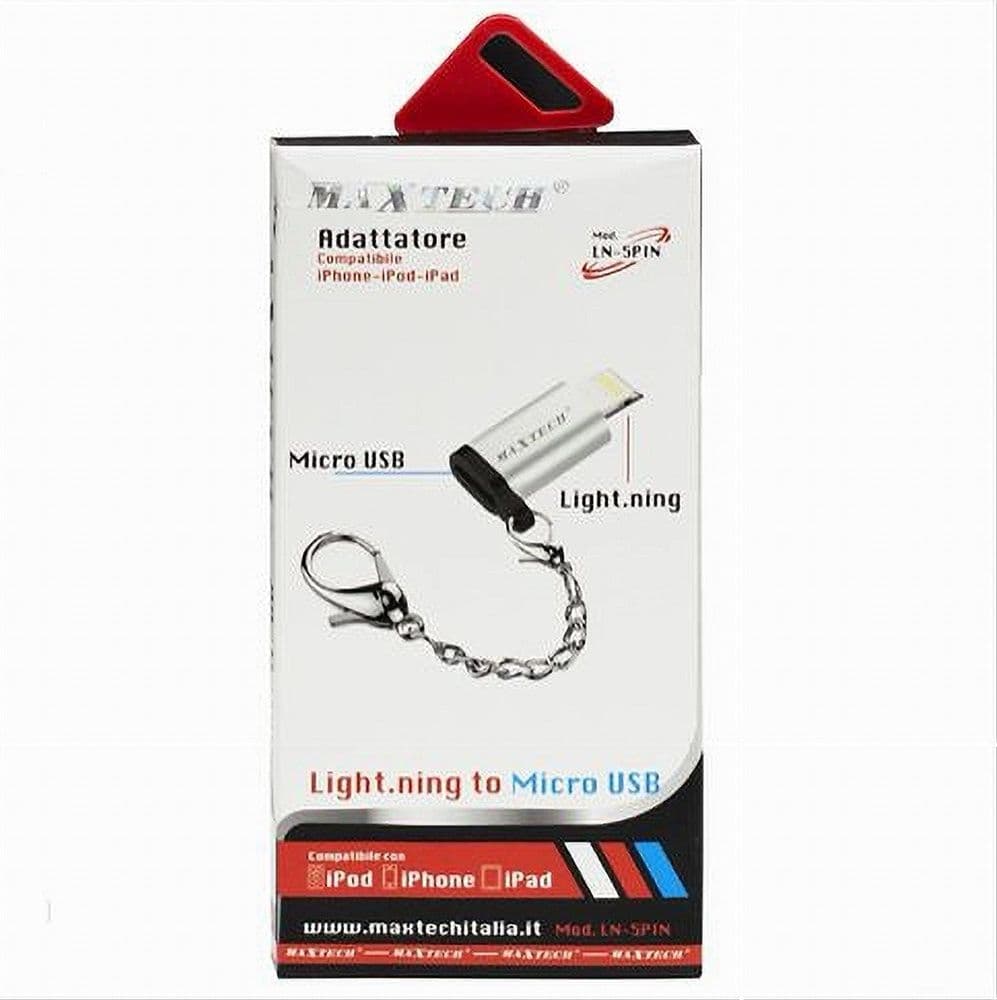 ADATTATORE DA LIGHTNING A MICRO USB COMPATIBILITA' IPHONE IPOD IPAD MAXTECH LN-5PIN - 4