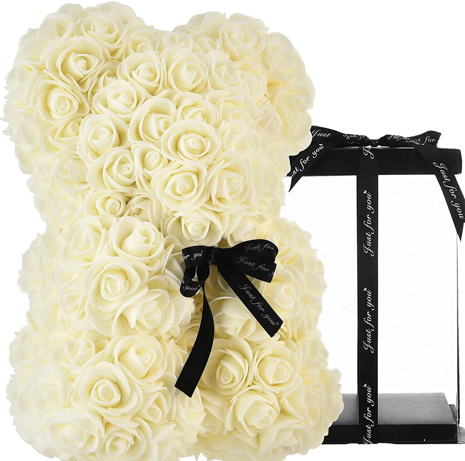 ORSACCHIOTTO ORSETTO ORSO DI ROSE CON FIORI ARTIFICIALI DA 25CM SAN VALENTINO - 21