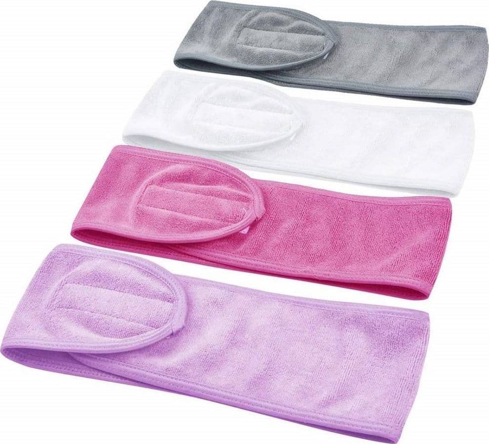 SET 2PZ FASCIA SPUGNA FERMACAPELLI FASCE TESSUTO DOCCIA STRAPPO VELCRO MAKE UP VISO - 2