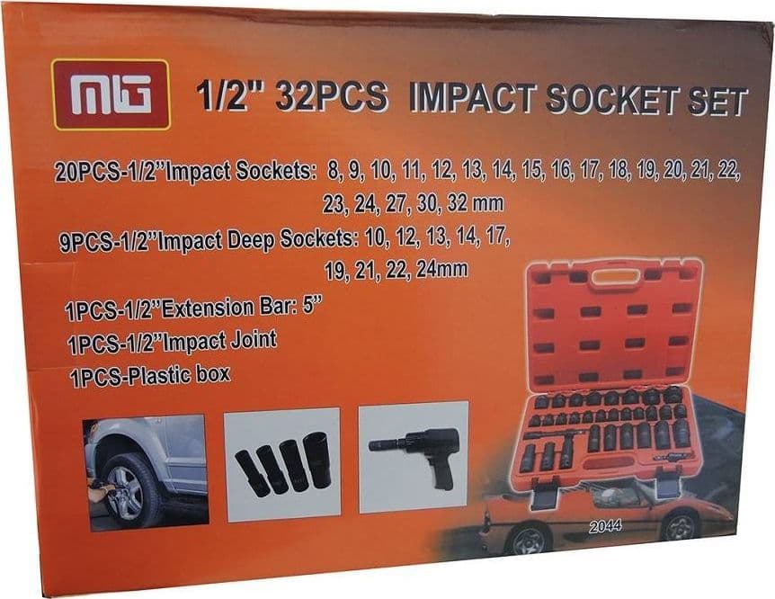 BUSSOLE BOCCOLE PER PISTOLA AVVITATORE PNEUMATICO SET KIT 32PZ 1/2" MIG-2044 - 2