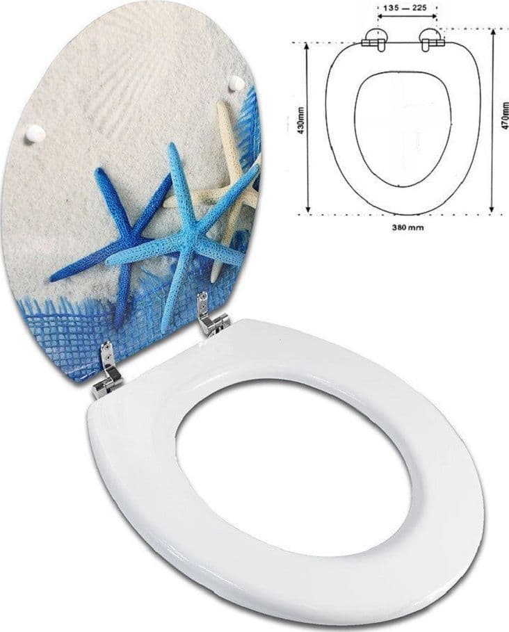 SEDILE COPRIWATER UNIVERSALE PER BAGNO COPRI WC WATER IN LEGNO STELLE MARINE - 3