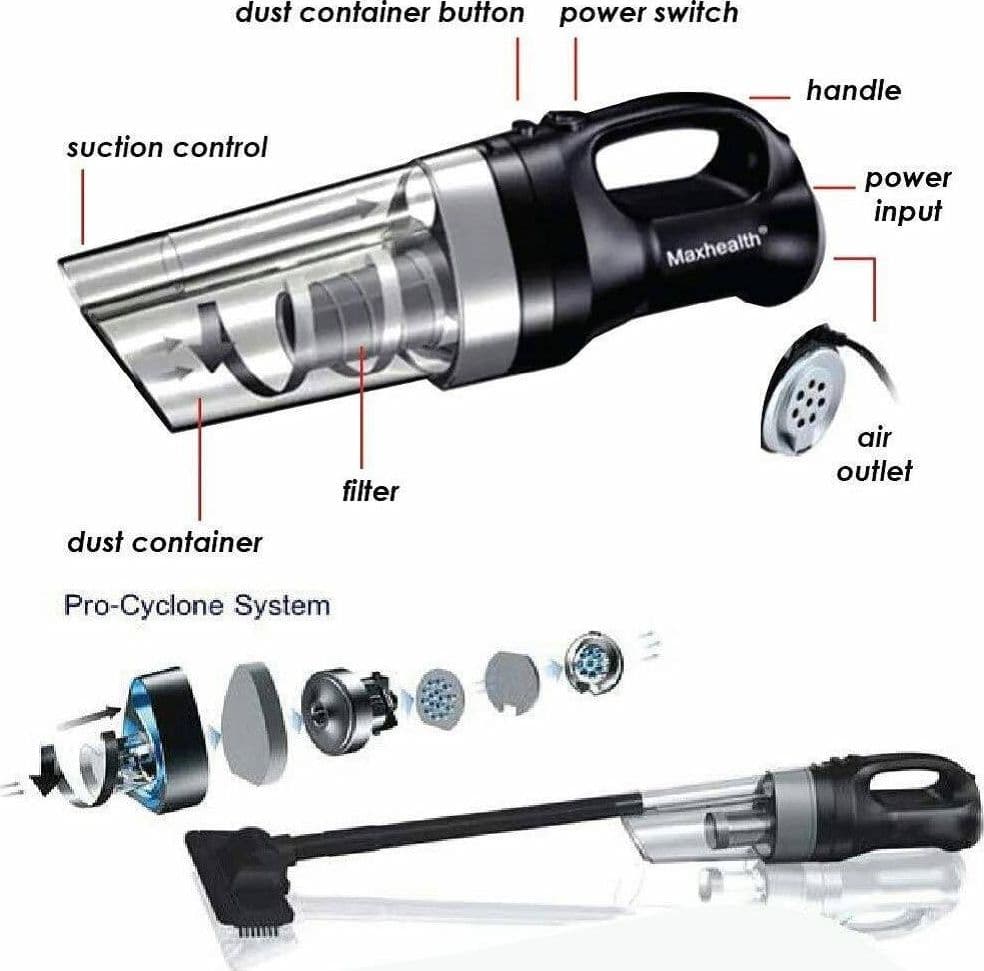 SCOPA ELETTRICA ASPIRAPOLVERE CORDLESS TURBO CYCLONE NO SACCHETTO 350W RICARICABILE - 4