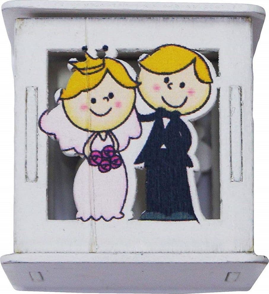 SET 12PZ SCATOLA SPOSI MATRIMONIO 5.5X5.5CM LEGNO BIANCO SCRITTA LOVE BOMBONIERA - 2