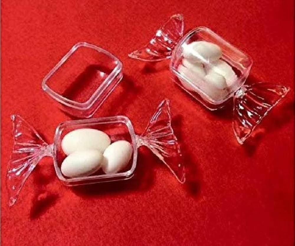 SET 15PZ BOMBONIERA BOMBONIERE CARAMELLA PLEXIGLASS 6X3.5CM PORTACONFETTI COMPLEANNO - 2