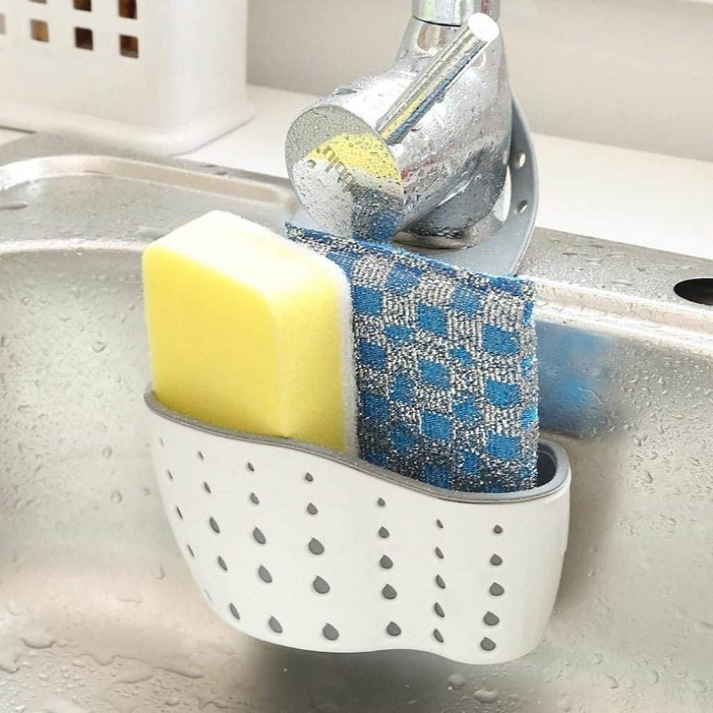 CONTENITORE CON GANCIO REGOLABILE SPUGNA DETERSIVO PLASTICA PORTAOGGETTI LAVELLO - 3